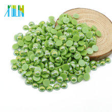 En gros A6-vert AB couleur résine résine perle ronde demi-perles Perles sans trous